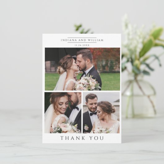 の結婚写真コラージュありがモダンとう カード (スタンド正面)
