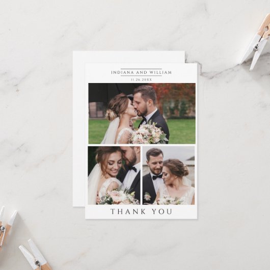 の結婚写真コラージュありがモダンとう カード (正面/裏面インサイチュ)