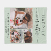 の結婚写真コラージュのセージ緑 フリースブランケット (正面(横))