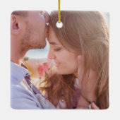 の結婚写真コラージュ |白いクリスマス セラミックオーナメント (裏面)