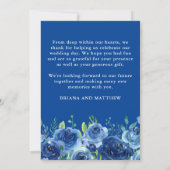 の結婚写真サンキューカードネイビー・ブルー・フローラ 招待状 (裏面)