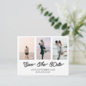 の結婚写真シンプルの白い日付を保存 シーズンポストカード (スタンド正面)