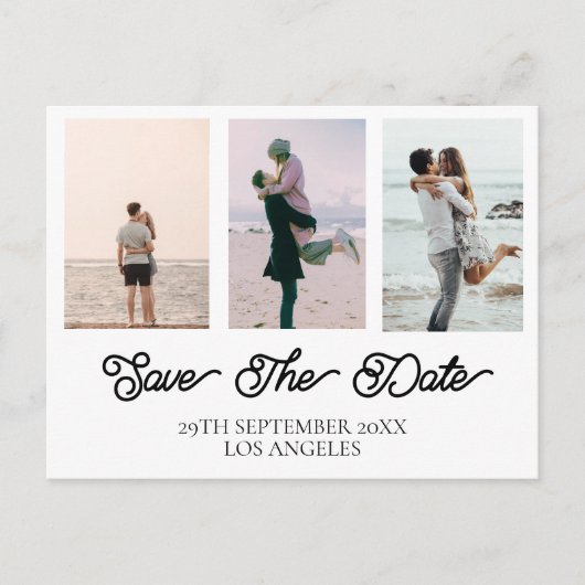 の結婚写真シンプルの白い日付を保存 シーズンポストカード (正面)