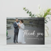 の結婚写真スエレガントクリプトフォントサンキューカード サンキューカード (スタンド正面)