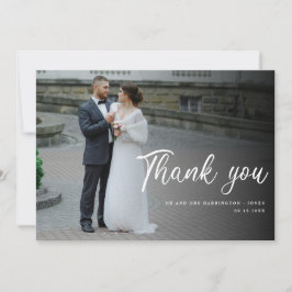 の結婚写真スエレガントクリプトフォントサンキューカード サンキューカード