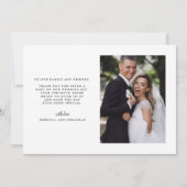 の結婚写真スエレガントクリプトフォントサンキューカード サンキューカード (裏面)