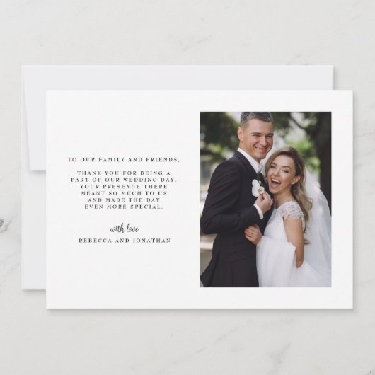 の結婚写真スエレガントクリプトフォントサンキューカード サンキューカード (裏面)