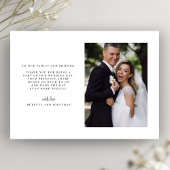 の結婚写真スエレガントクリプトフォントサンキューカード サンキューカード