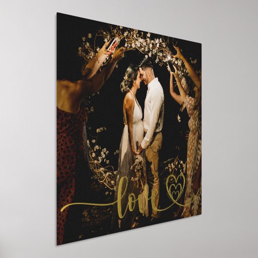 の結婚写真スモダンクリプトの愛ハート 箔ポスター (レイダウン)