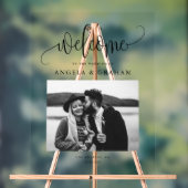 の結婚写真デザインと黒い書かわいらし跡 アクリルサイン (ニュートラル)