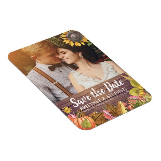 の結婚写真メイプルのカボチャ葉の日を保存 マグネット (右側)