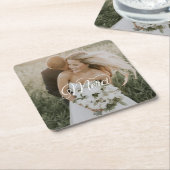 の結婚写真メルシ・ボークープクラシック スクエアペーパーコースター (アングル)