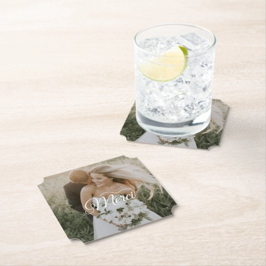 の結婚写真メルシ・ボークー ペーパーコースター (インサイチュ)
