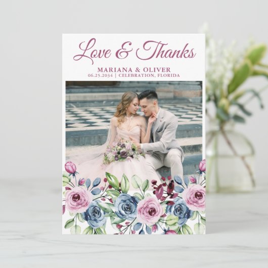 の結婚写真ラヴとカー感謝していドのネイビーブルーワイン 招待状 (スタンド正面)