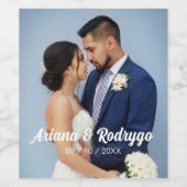 の結婚写真ワパーソナライズされたインラベルカップル名 ワインラベル (シングルラベル)