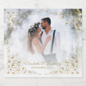 の結婚写真ヴィンテージエレガント金ゴールド植物体 スパークリングワインラベル (シングルラベル)