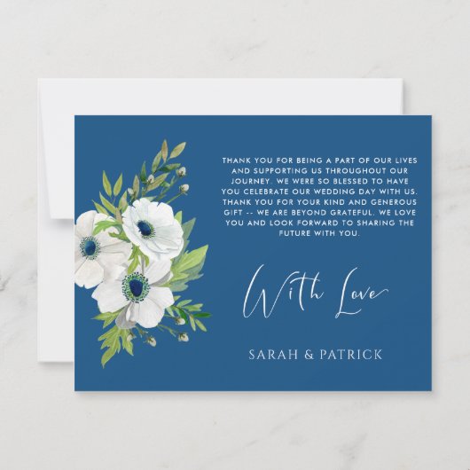 の結婚写真前面 |青い白のフローラ戻る サンキューカード (裏面)