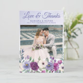 の結婚写真愛とカー感謝していド紫の明るい赤紫色 招待状 (スタンド正面)