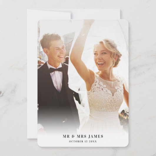 の結婚写真感謝してい金ゴールドグリッターモダンメッセージ 招待状 (裏面)