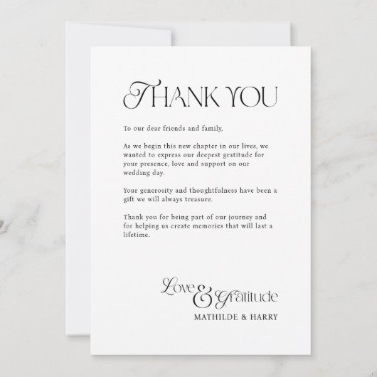 の結婚写真懐かしいタイプの愛と感謝 サンキューカード (裏面)