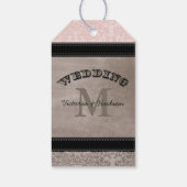 の結婚写真淡い色のDogwood Pink Damask Pattern ギフトタグ (裏面)