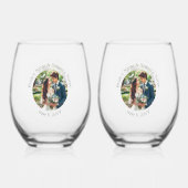 の結婚写真花婿パーソナライズされたエレガント ステムなしワイングラス (裏面)