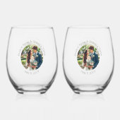 の結婚写真花婿パーソナライズされたエレガント ステムなしワイングラス (正面)