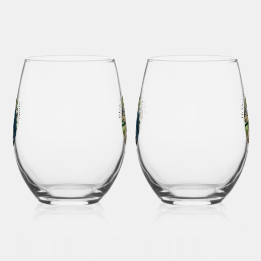 の結婚写真花婿パーソナライズされたエレガント ステムなしワイングラス (左)