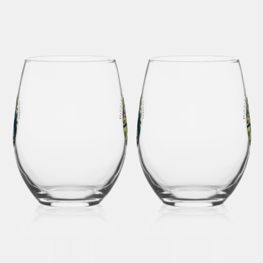 の結婚写真花婿パーソナライズされたエレガント ステムなしワイングラス (右)