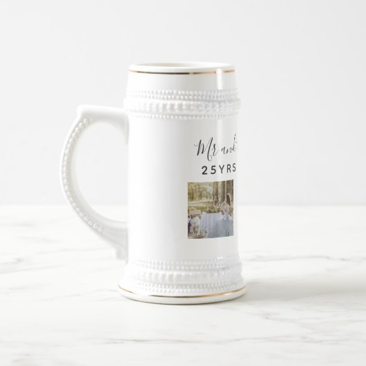 の結婚写真記念日の贈り物 – パーソナライズされた ビールジョッキ (左)
