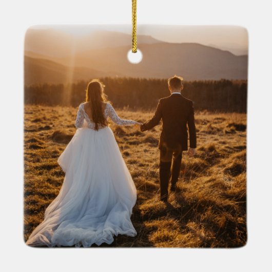 の結婚写真記憶が新しく保存さ結婚れた セラミックオーナメント (裏面)