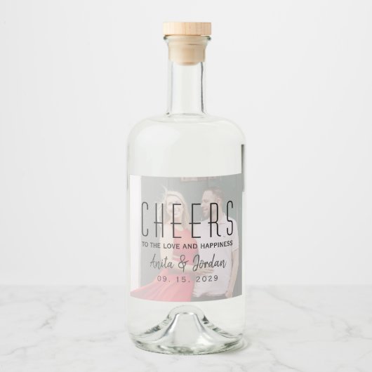 の結婚写真酒ボトルラベル リキュールボトルラベル (正面)