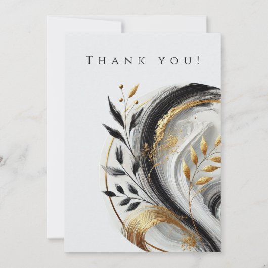 の結婚写真 – ありがとう – 白黒と金ゴールド 招待状 (裏面)