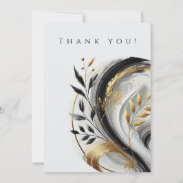 の結婚写真 – ありがとう – 白黒と金ゴールド 招待状