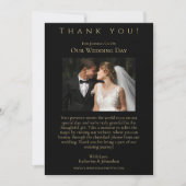 の結婚写真 – ありがとう – 黒と金ゴールド 招待状 (正面)