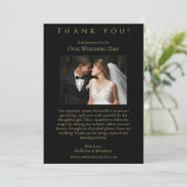 の結婚写真 – ありがとう – 黒と金ゴールド 招待状 (スタンド正面)