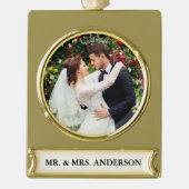 の結婚写真 ゴールドプレートバナーオーナメント (正面)