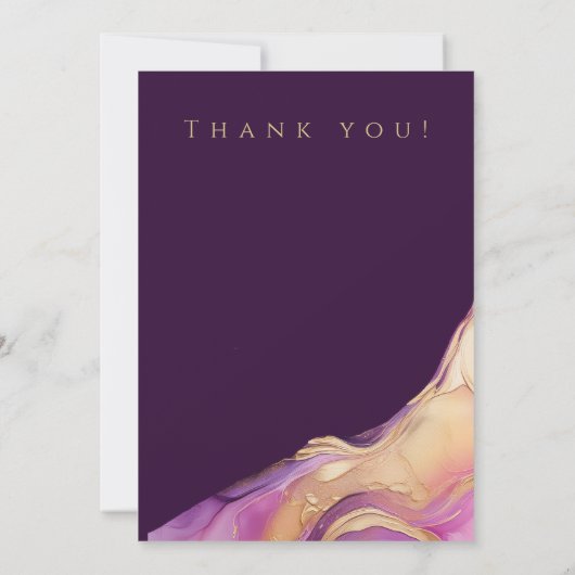 の結婚写真 – 感謝の紫と金ゴールド 招待状 (裏面)