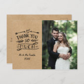 の結婚写真Kraft Bohoはがきに素朴感謝 ポストカード (正面/裏面)