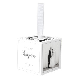 の結婚写真MR&Mrs NAME Newlyweds氏モダン キューブオーナメント