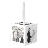 の結婚写真MR&Mrs NAME Newlyweds氏モダン キューブオーナメント (裏面アングル)