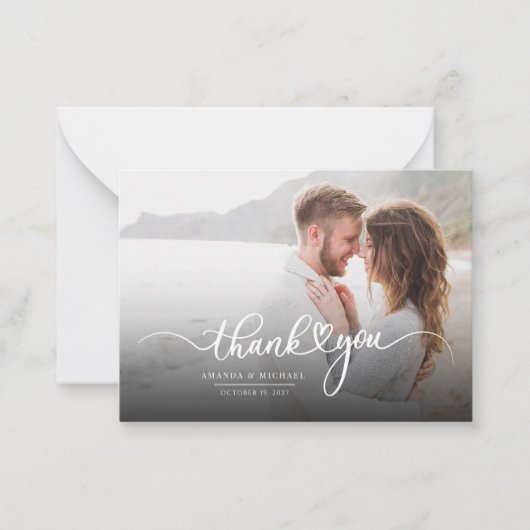 の結婚写真Newlywedsありモダンがとう ノートカード (正面)