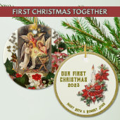 の結婚初めてのクリスマスカトリック陶磁器オーナメント セラミックオーナメント