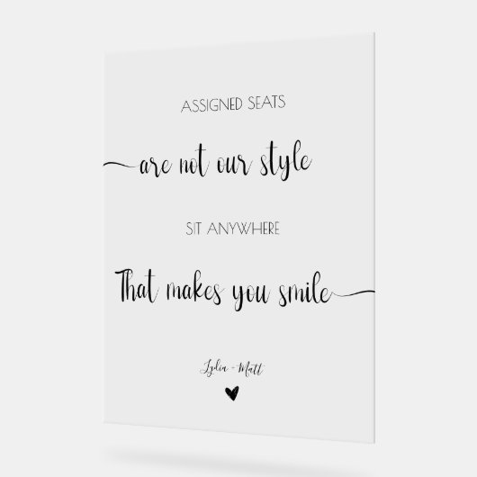 の結婚割り当てられた席は我々のスタイルではない アクリルサイン (傾斜)