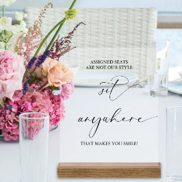 の結婚割り当てられた席は木材とのスタイルではない アクリルサイン