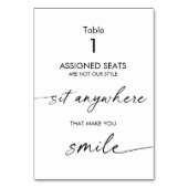 の結婚割り当て席なし、どこでも署名 テーブルナンバー (正面)