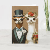 の結婚動物のカップル 招待状 (正面)