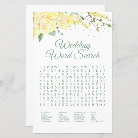 の結婚単語検索イエローローズシャワーゲーム (正面/裏面)