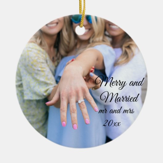 の結婚友人の結婚式の日 セラミックオーナメント (正面)