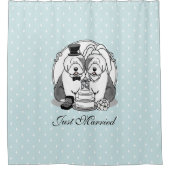 の結婚古いイギリスのシープドッグ新郎新婦グレー1 シャワーカーテン (正面)